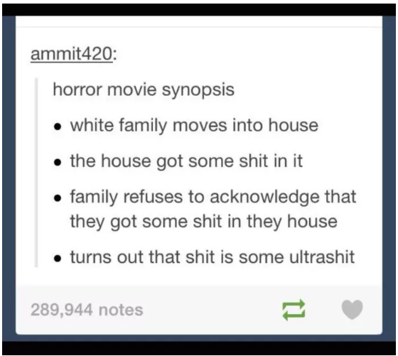 Horror movies also have all the same plot