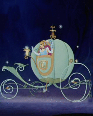 Cinderella and her pumpkin ride
